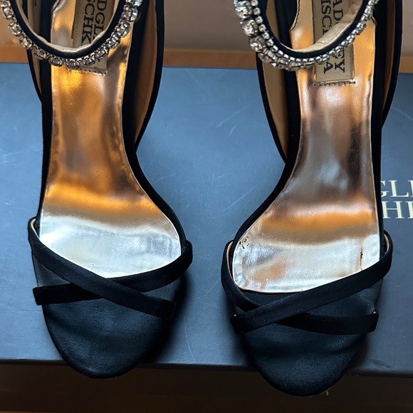 Badgley Mischka Decadence Black Heels with Sparkling Ankle Strap